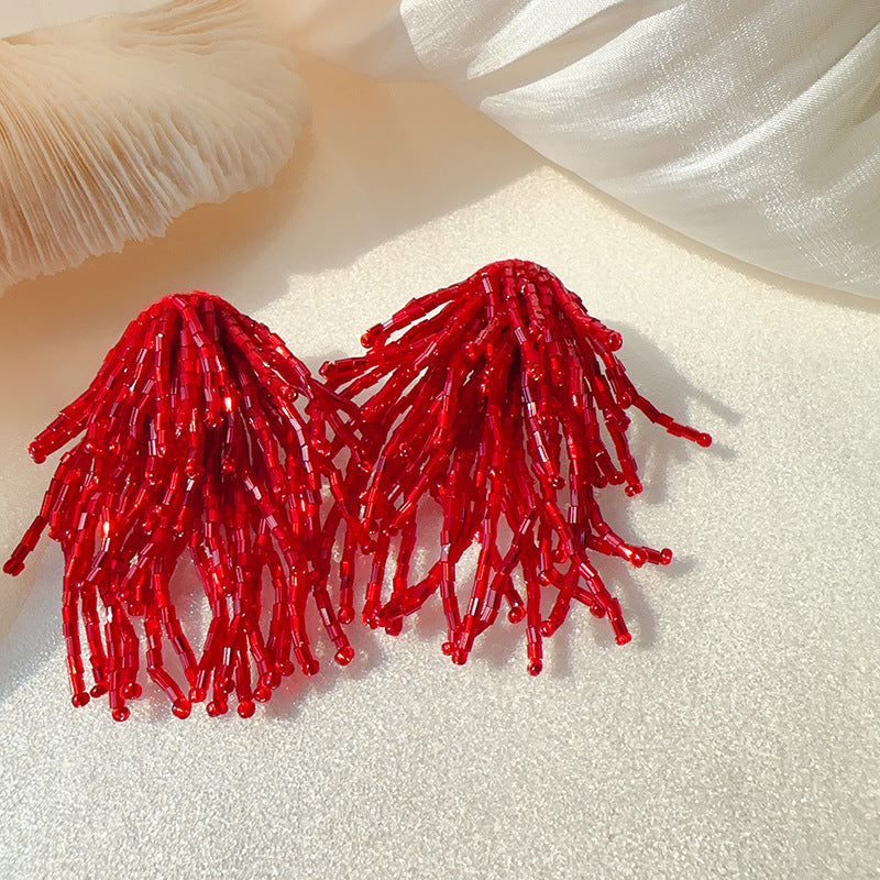 Boucles d'oreilles personnalisées avec pompon et cascade foncée, sens visuel, mille or