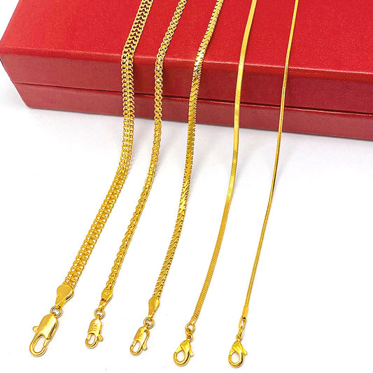 Gold Plated Snake Bones Chain Simple Choker Necklaces