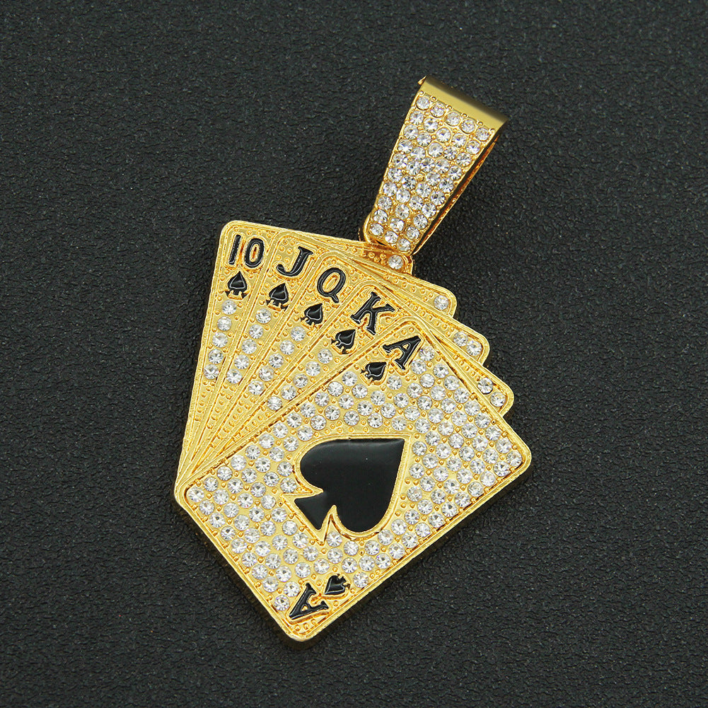 Accessoires de pendentif de poker personnalisés, colliers Hip Hop