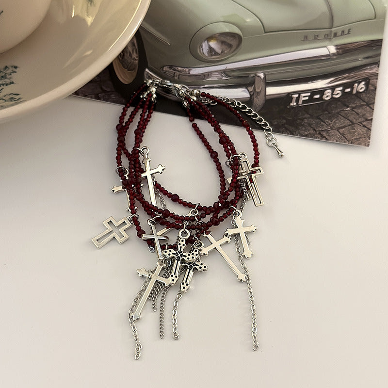 Cross Tassel Niche Temperament Neck Band Necklaces