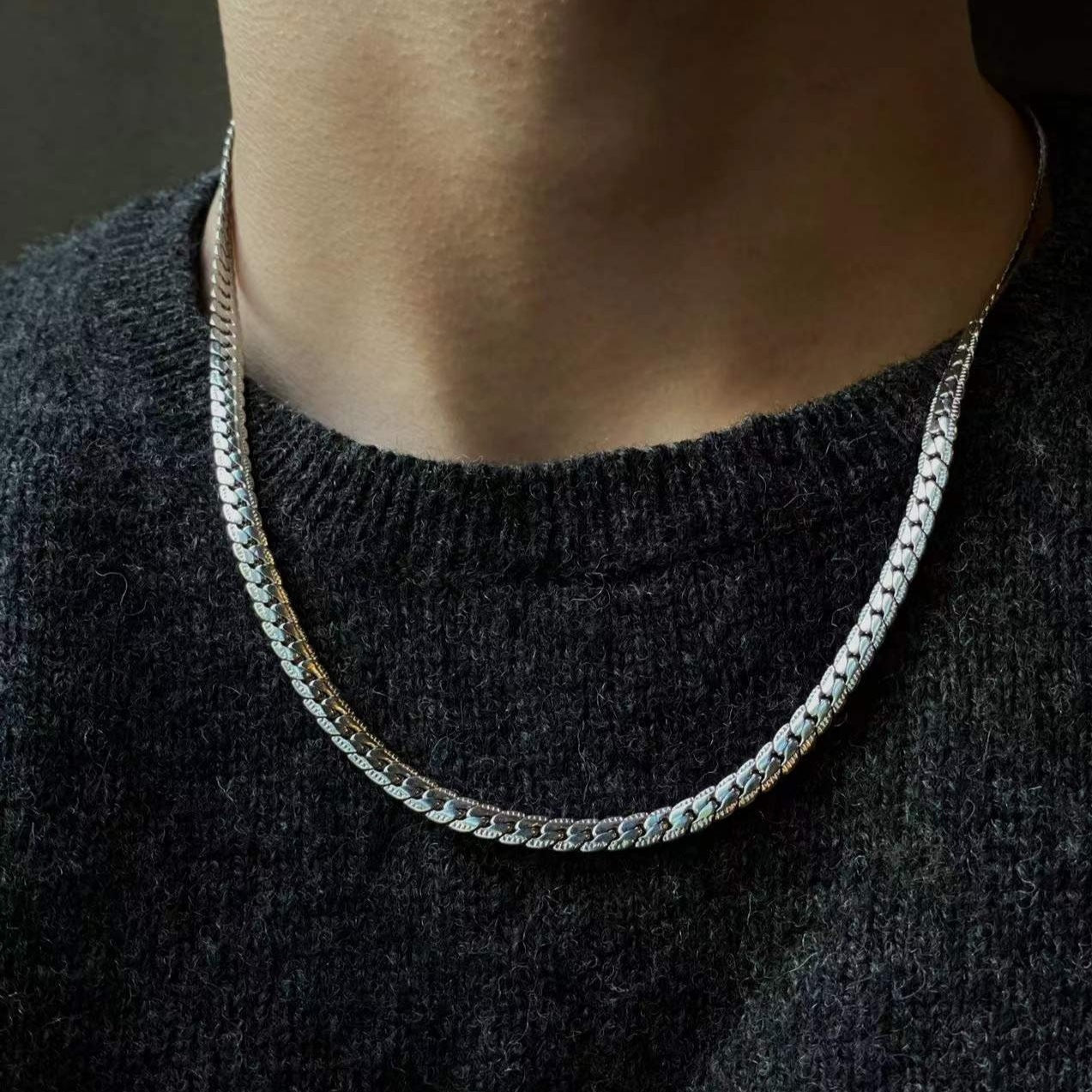 Colliers en titane pour hommes, chaîne à maillons cubains en relief, Design de mode, clavicule