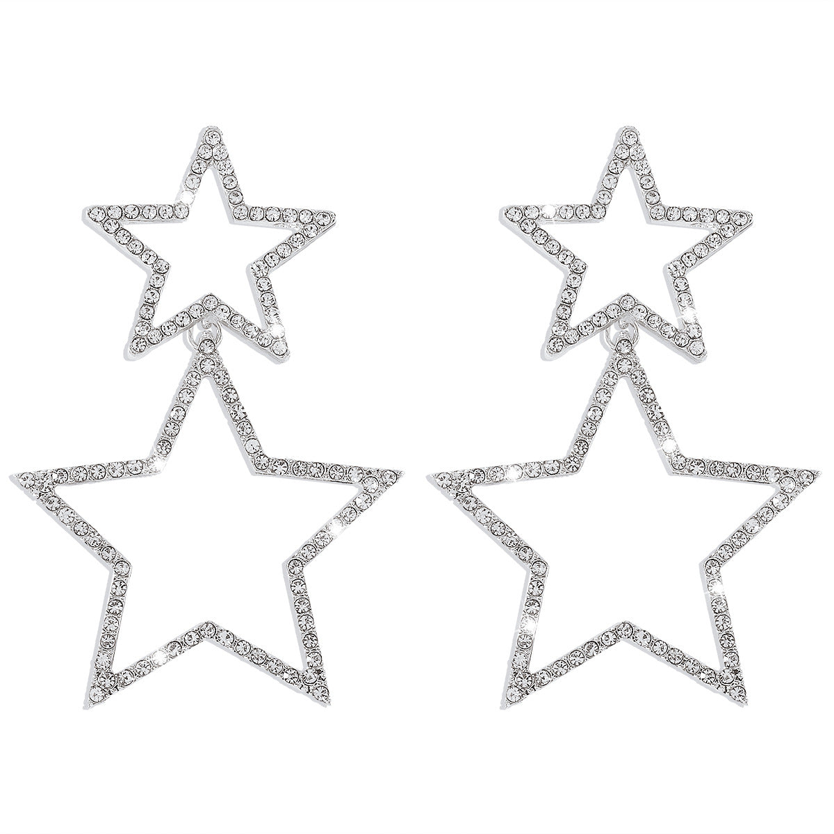 Women's Sexy Group Style Fashion Rhinestone Five-pointed Earrings