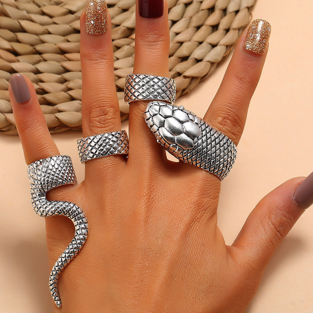 Hop Snake Suit Punk Exaggerated Fashion Trendy Rings