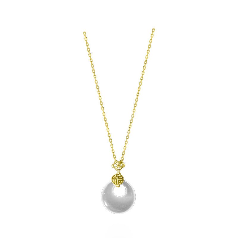 Colliers blancs avec pendentif de Style chinois rétro pour femmes