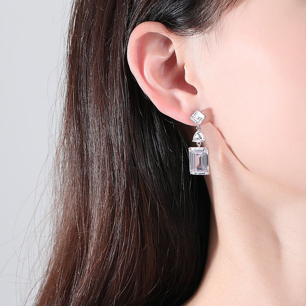 Women's Square Zircon Long Fairy Style For Earrings