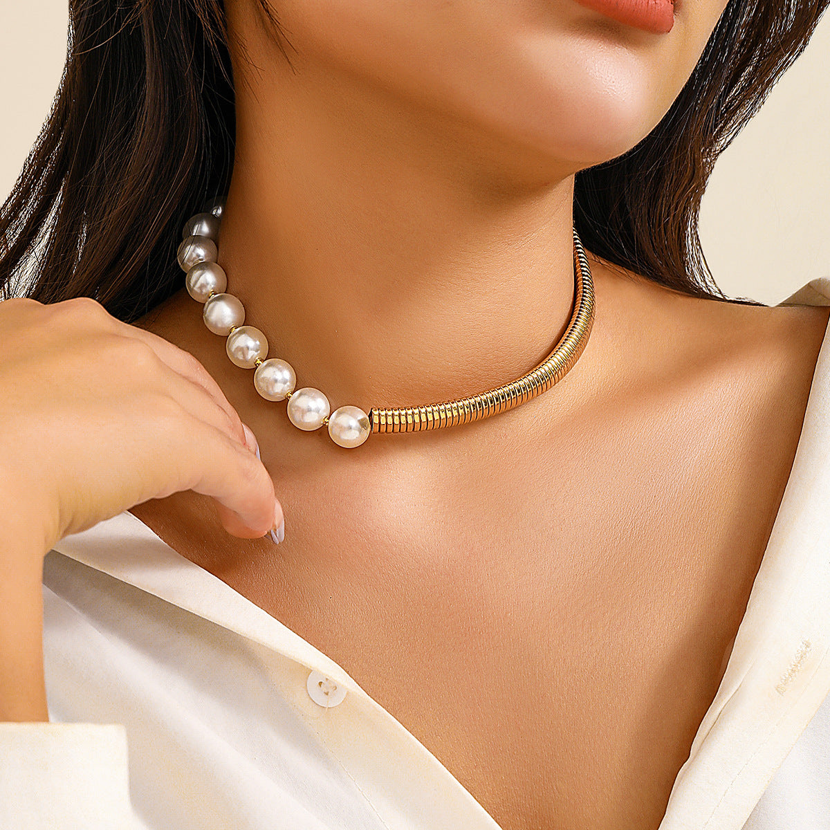 Collier Punk avec chaîne en os, ornement, colliers de Niche féminins