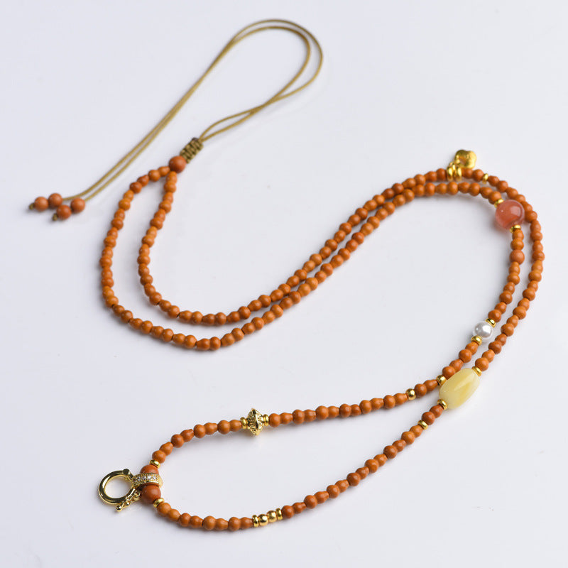 Style Olive Nut Gourd Rope Natural Beeswax South Red Universal Necklace