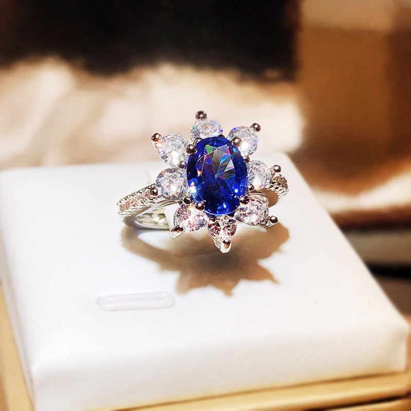 Style Imitation Sapphire Exquisite Luxury Oval Rings
