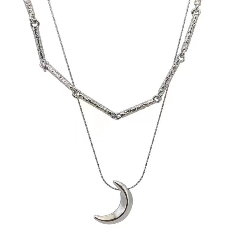Layer Twin Moon Pendant Female Light Necklaces