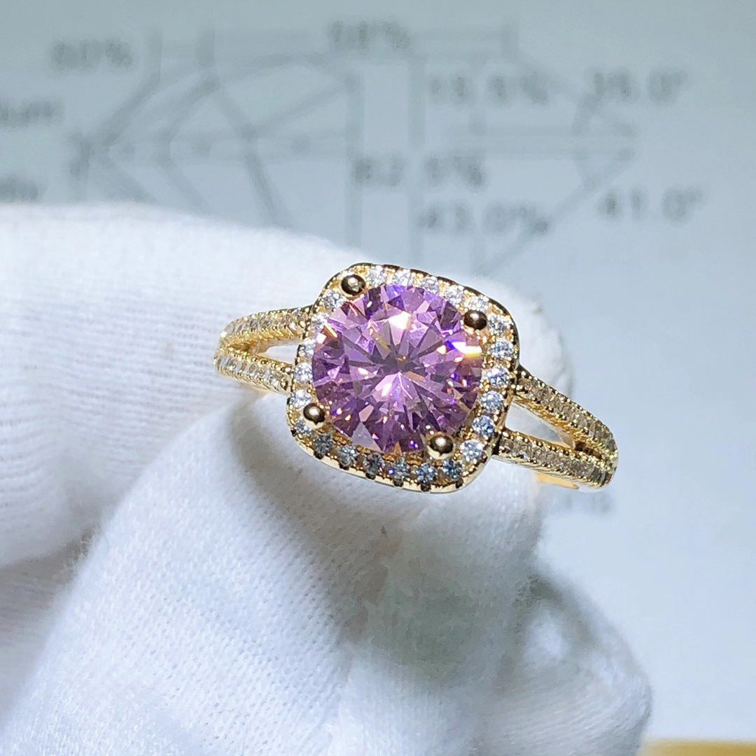 Tourmaline Colored Gems Full Diamond Open-end Rings