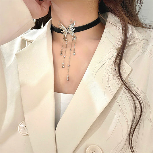 Butterfly Tassel Female Neck Band Design Necklaces