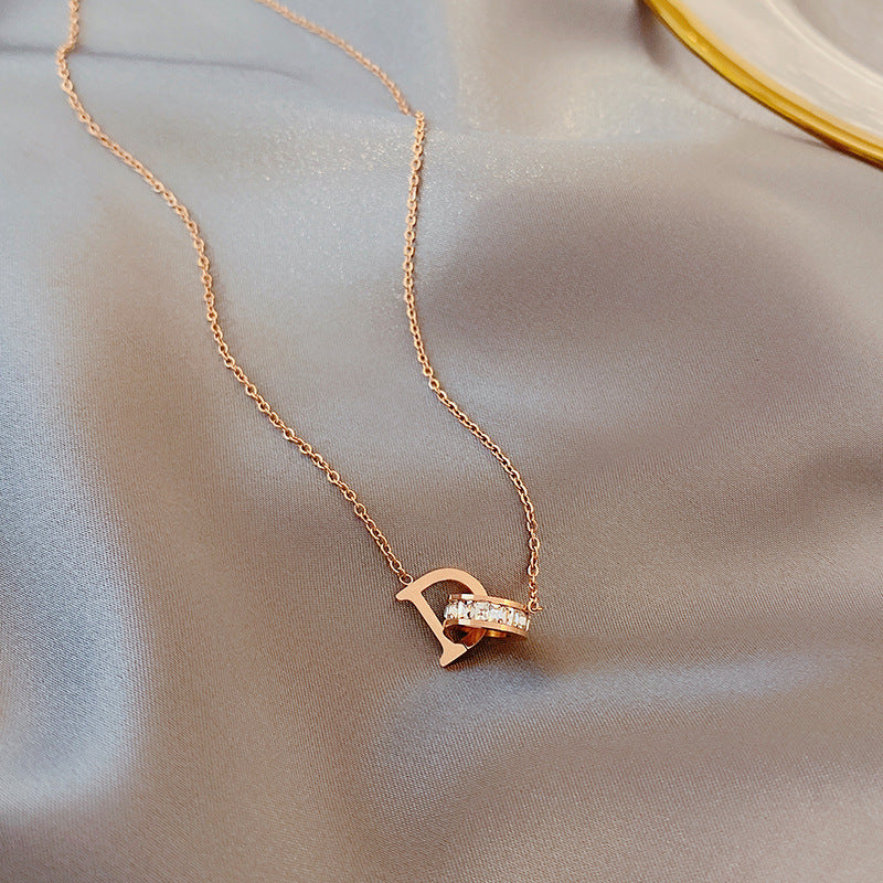 Buckle White Diamond Rose Gold Clavicle Chain Necklaces