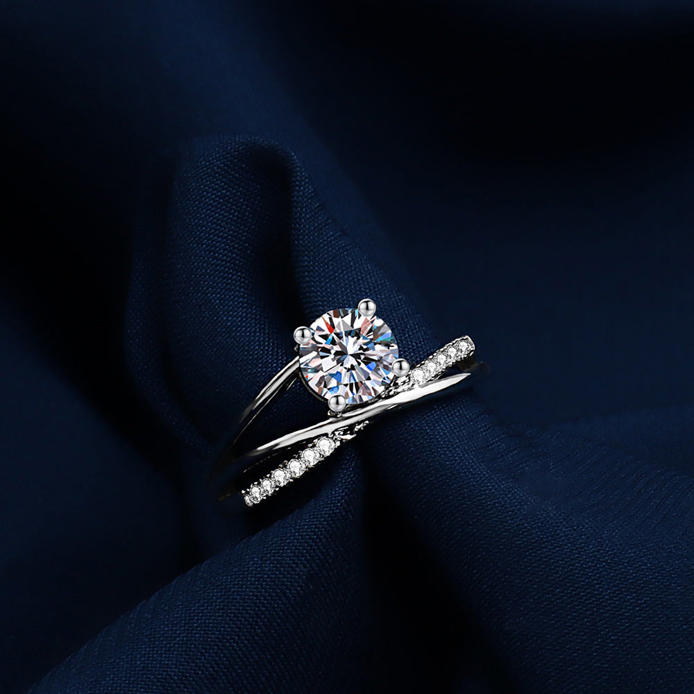 Welfare Inlaid Craft Shiny Diamond Adjustable Opening Wind Fashion Rings