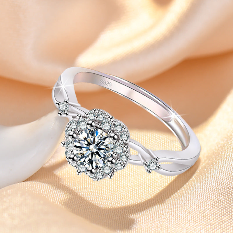 Imitation Diamond Rich Flower Stamen Open Rings