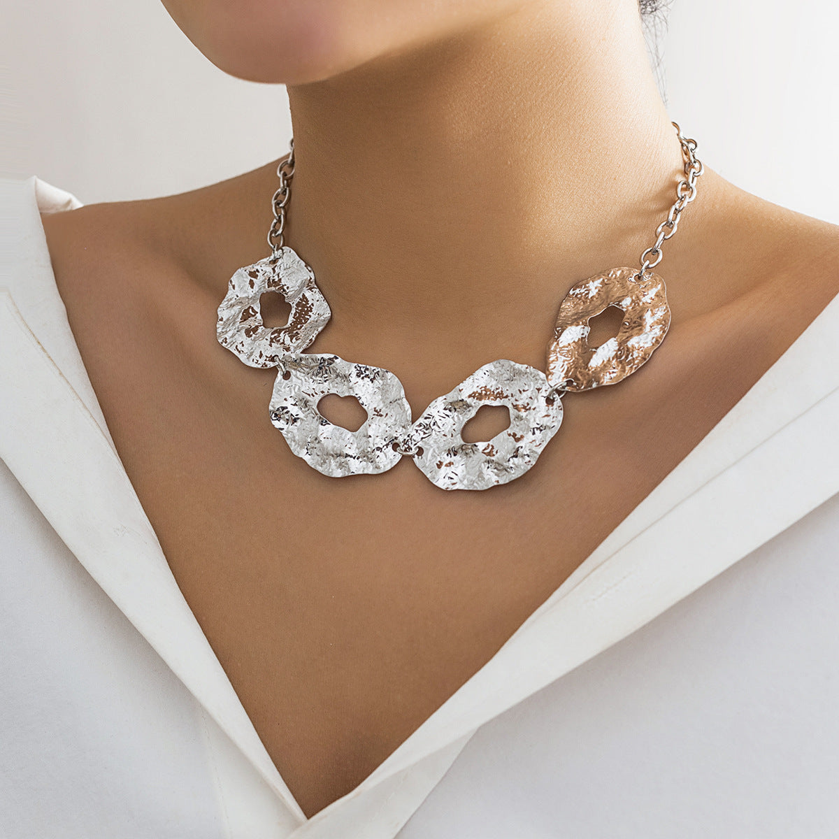 Women's Irregular Design Wafer Personality Liquid Fluid Necklaces
