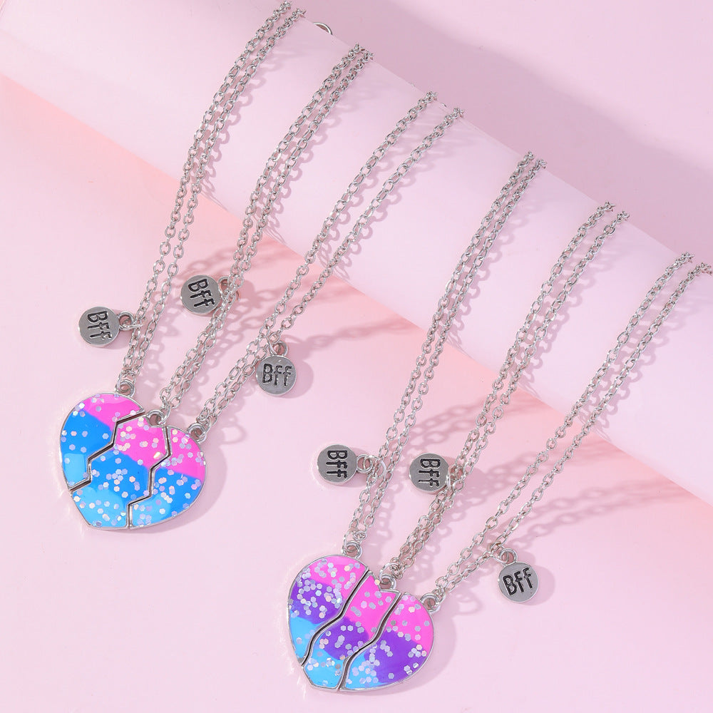 Children's Good Friend Love Gradient Color Pendants Necklaces