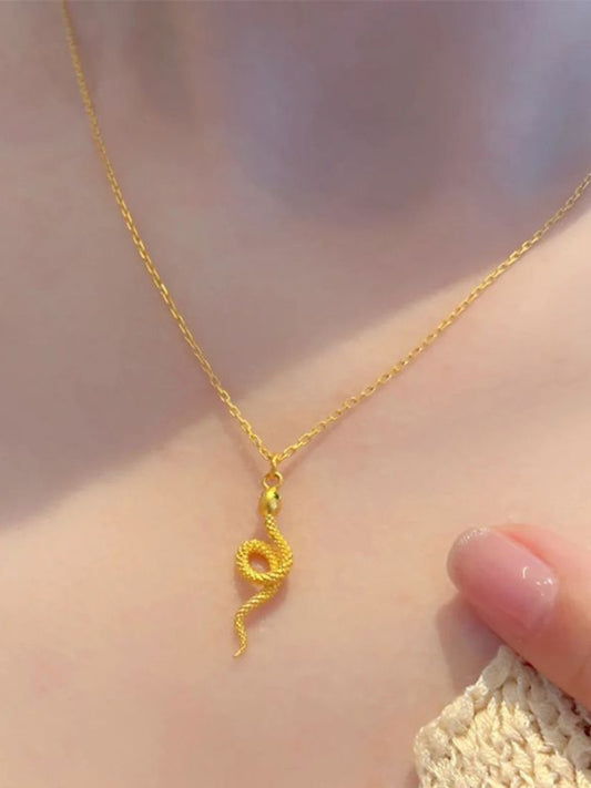 Women's Simple White Snake-shaped Gold Clavicle Chain Necklaces