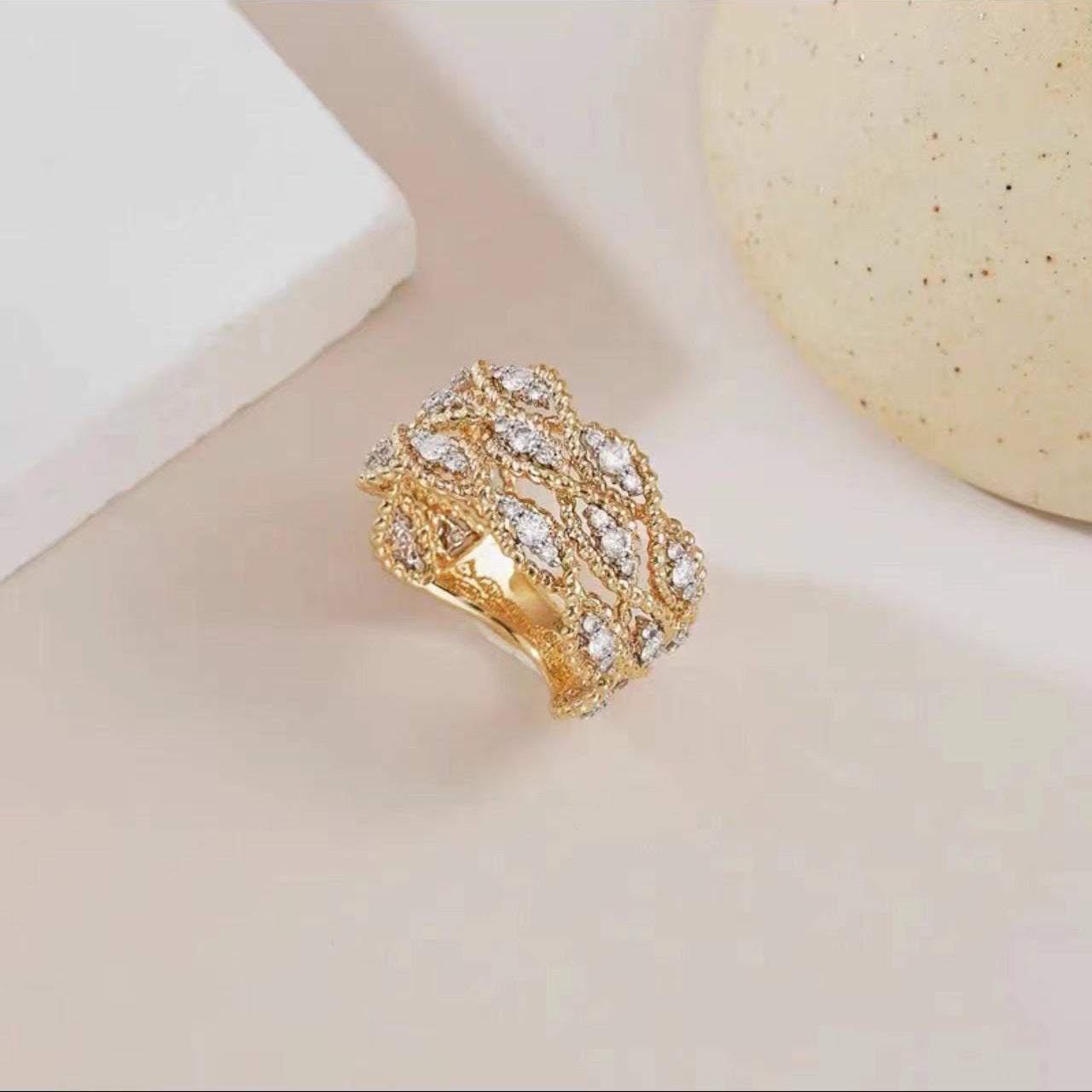 Carved Gold Vintage Court Style Hollow Pattern Rings