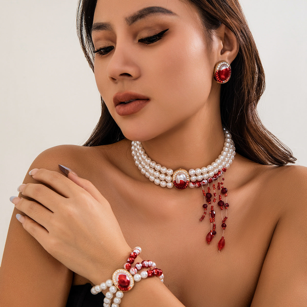 Beaded Halloween Imitation Pearl Collar Vintage Necklaces