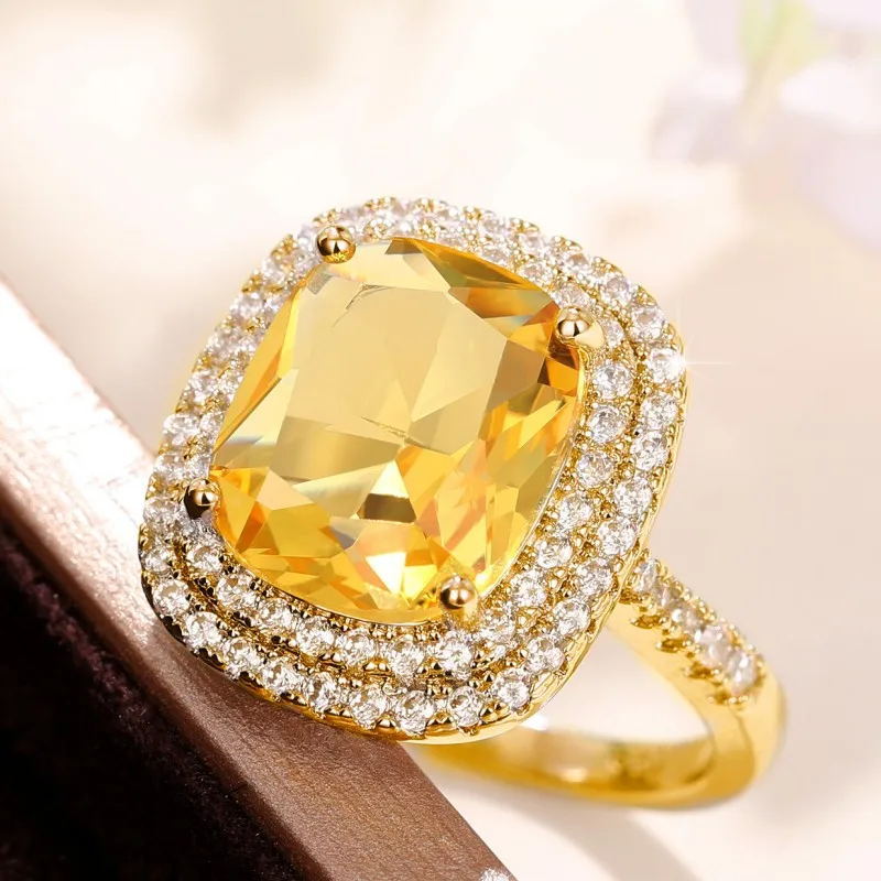 Bagues de simulation élégantes en diamant rose carré Shi