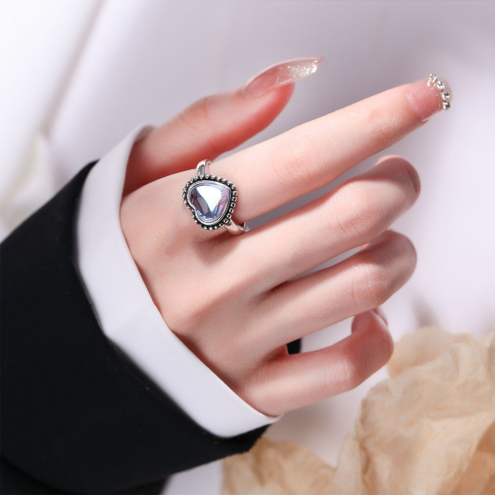 Offene Retro-Ringe aus weißem Moonlight Love-Metall