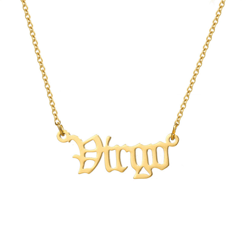 Women's Titanium Steel Ancient English Constellation Simple Necklaces