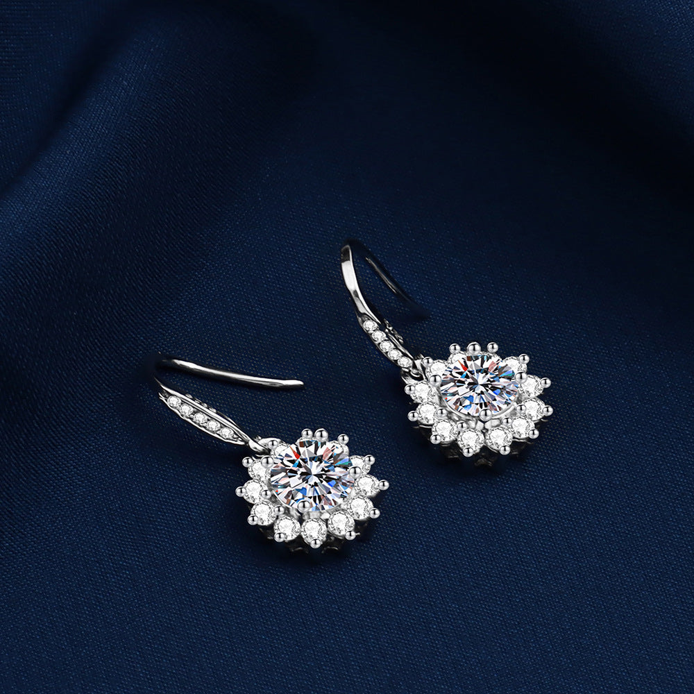 Style Fashion Imitation Moissanite Sunflower Ear Hooks Earrings