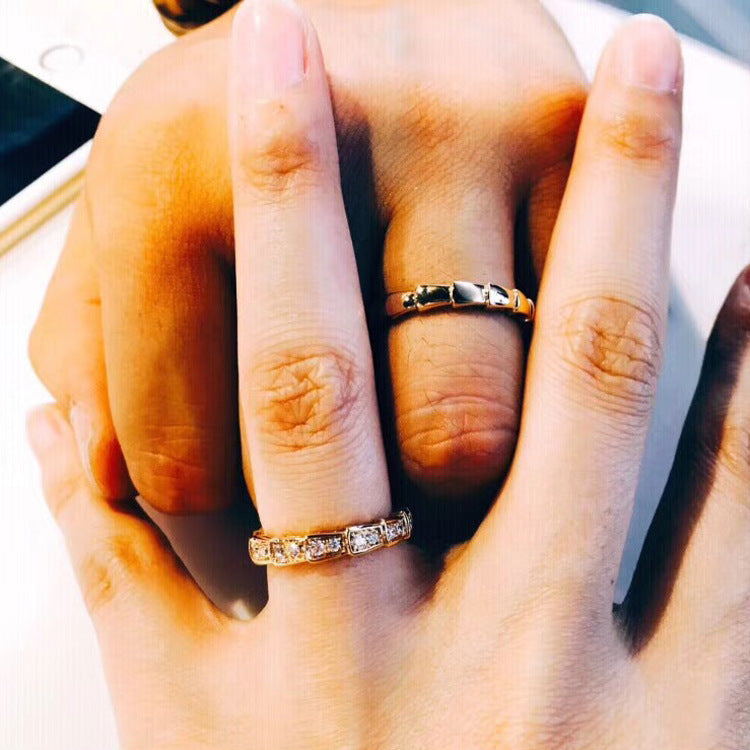 Design Snake Bone Rose Gold Plated Sterling Rings