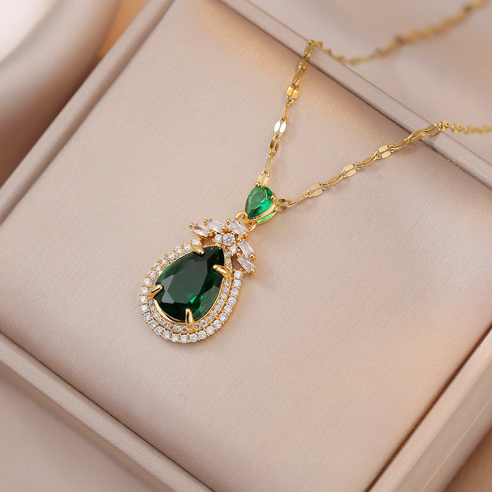 Hochwertige Vintage-Halsketten mit tropfenförmigem Zirkon und Volldiamanten für Damen