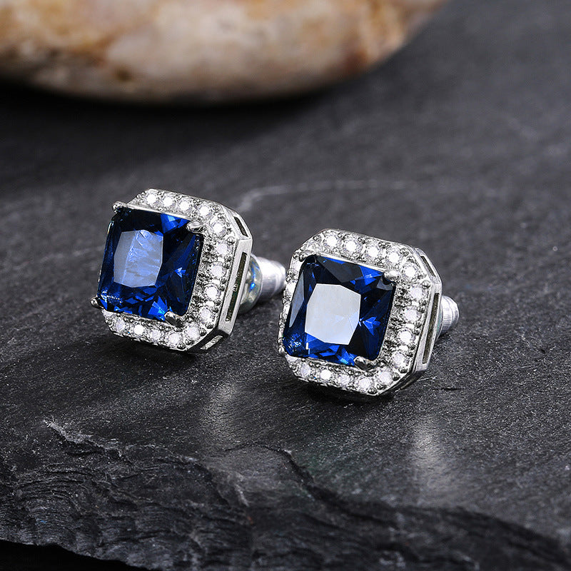 Women's Exquisite Square Ear Full Diamond Inlaid Earrings
