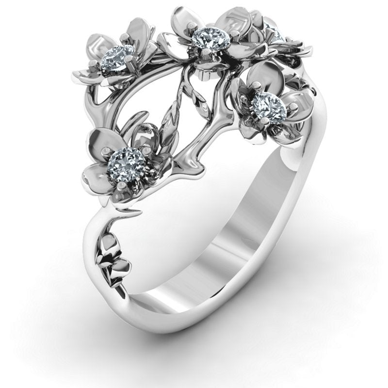 Einfach passende Retro-Ringe mit Blumen-Zirkon für Damen