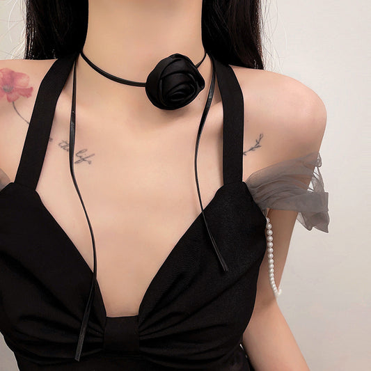 Niche Handmade Rose Flower Dark Hot Necklaces