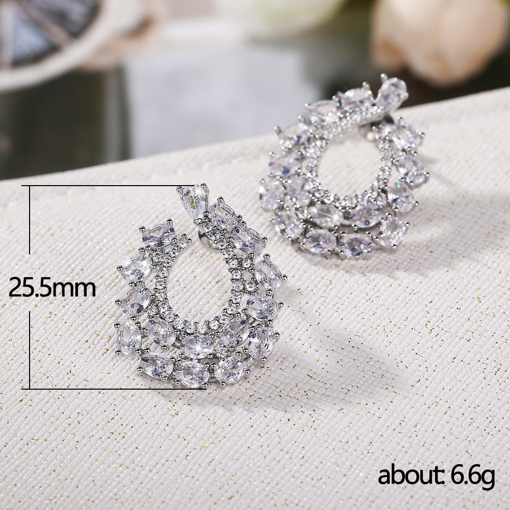 Women's Shi Exaggerated Garland Zircon Retro Fashion Earrings
