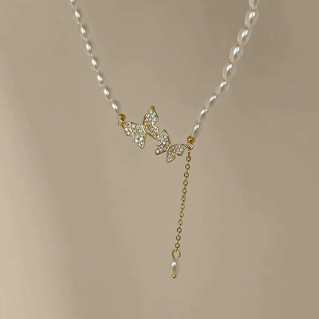 Female Summer Tassel Butterfly Pendant Elegant Necklaces