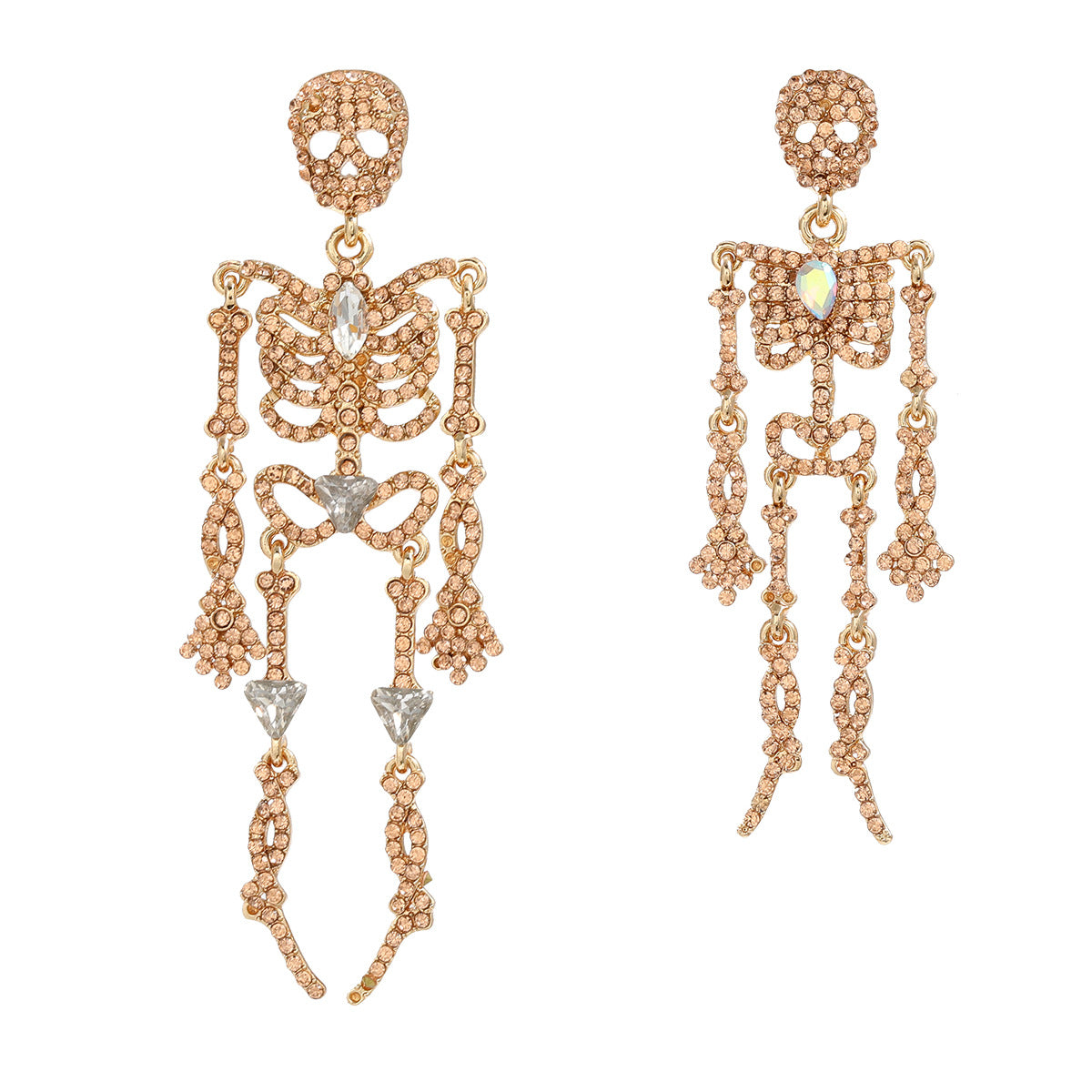 Skeleton Exaggerated Female Trend Full Diamond Earrings