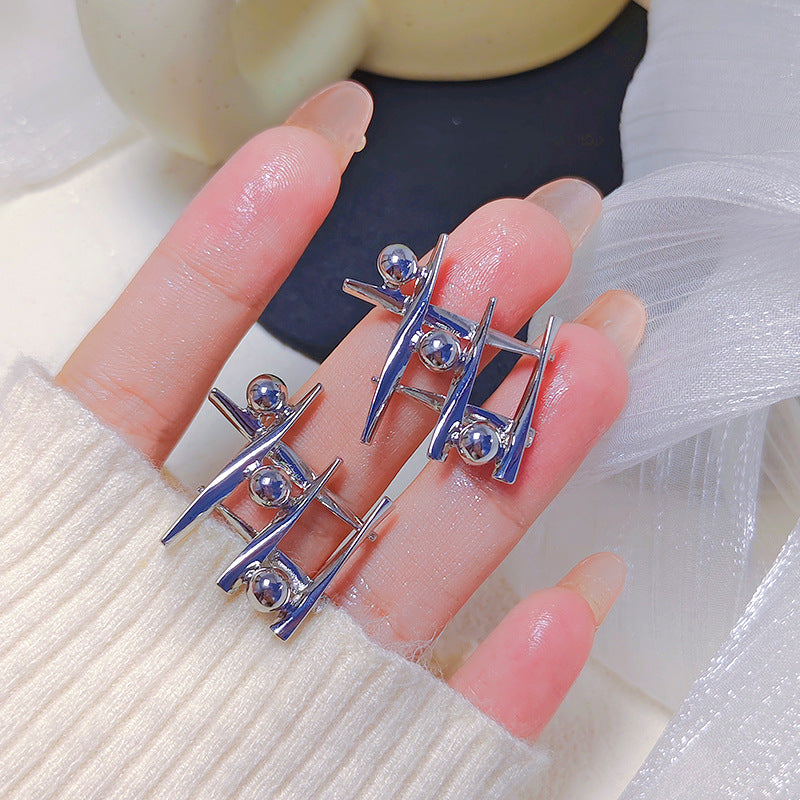 Cross Design Sense Small Golden Balls Earrings