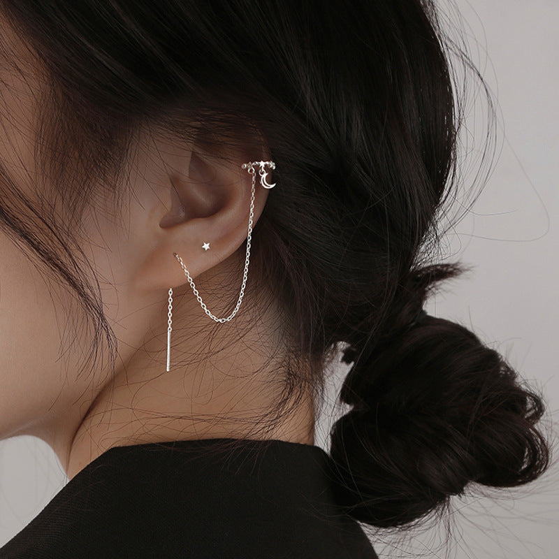 Boucles d'oreilles élégantes de Style coréen pour femmes, Design suspendu étoile et lune