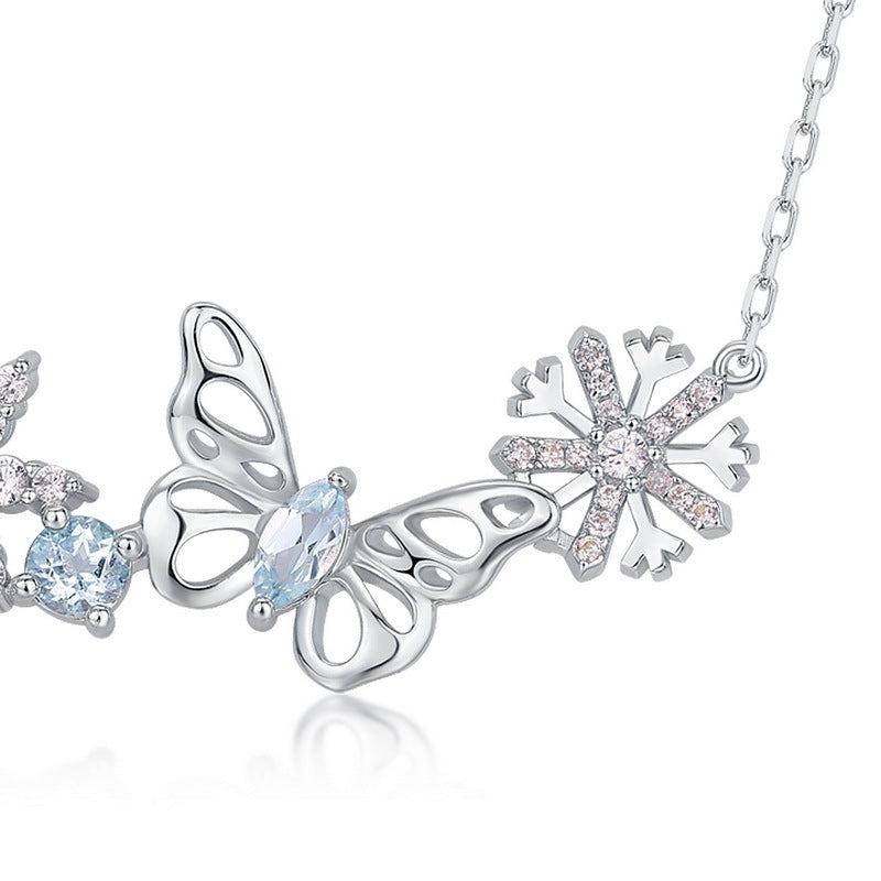 Women's Simple Hollow Butterfly Style Sterling Sier Necklaces