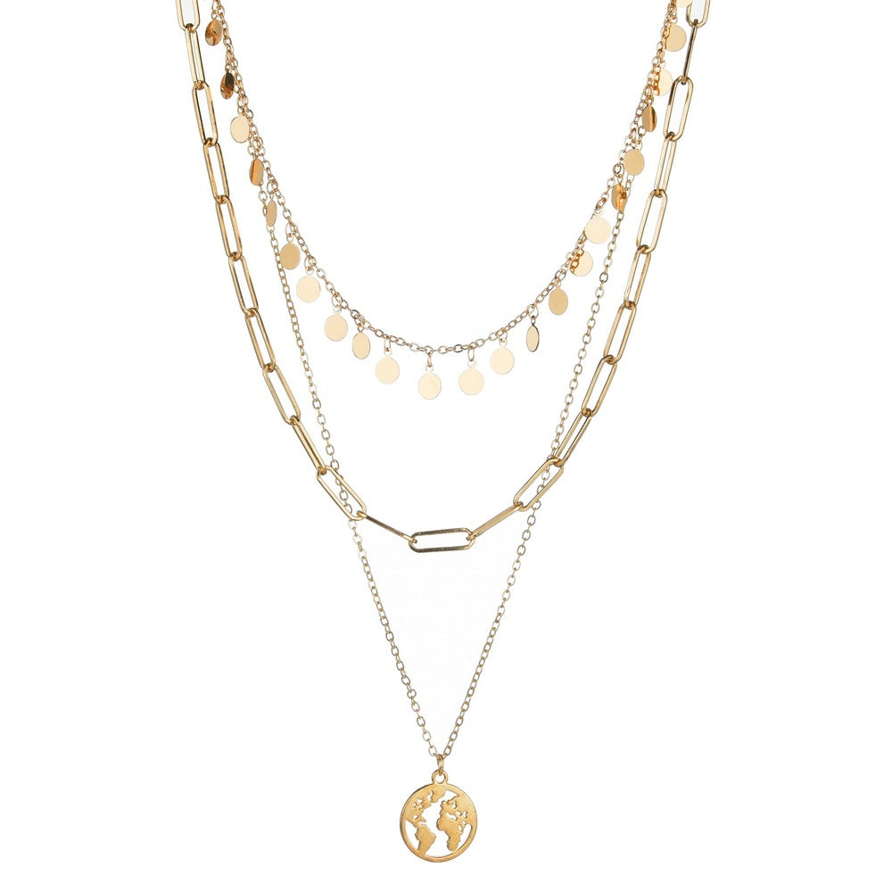 Iron Clavicle Chain Neck Fashion Retro Alloy World Necklaces