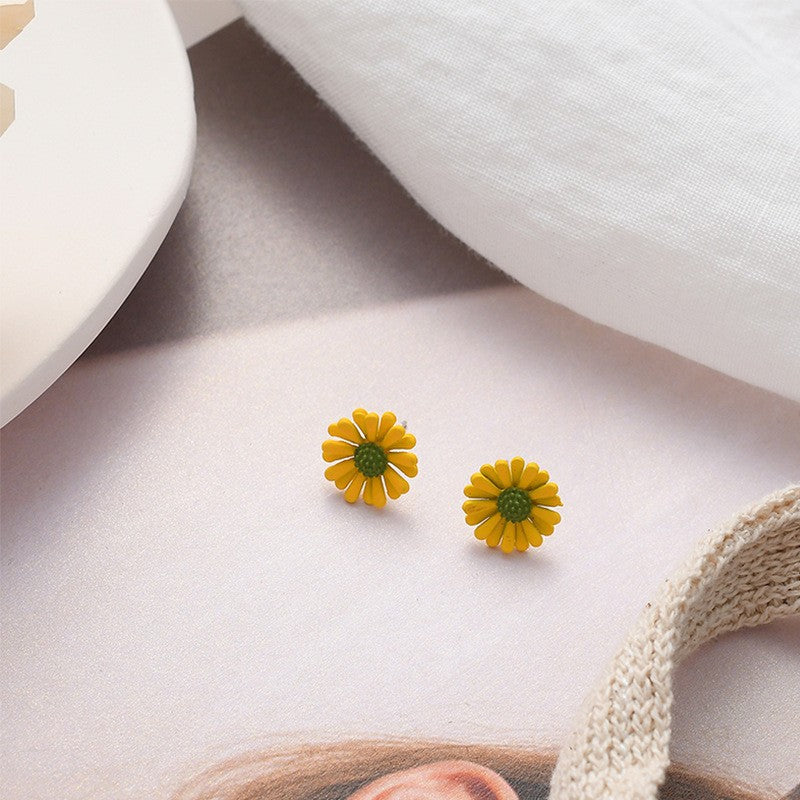 Damen-Ohrringe, frische gelbe Serie, Perlenquaste, schöne Blumen