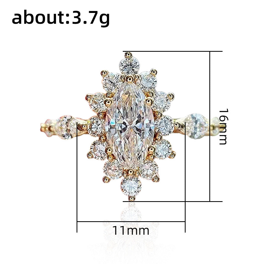 Women's Super Flash Horse Eye Zircon High-grade Rings