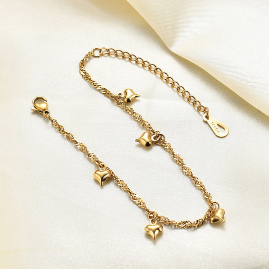 Style Simple Graceful Love Three-dimensional Gold Bracelets