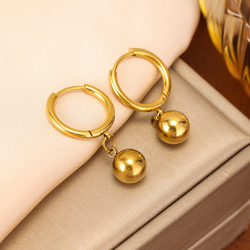 Women's Luxury Gold Bean Titanium Steel Simple Clavicle Chain Jewelry Set
