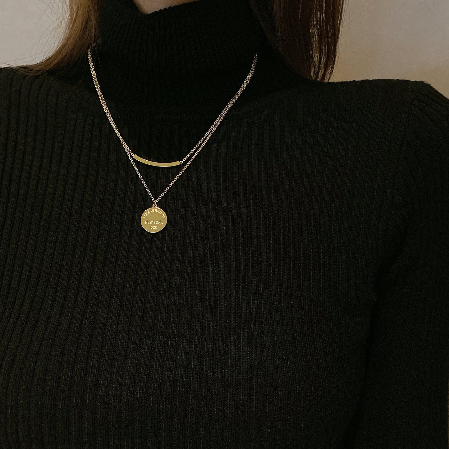 Round Female Niche Design Titanium Steel Clavicle Necklaces