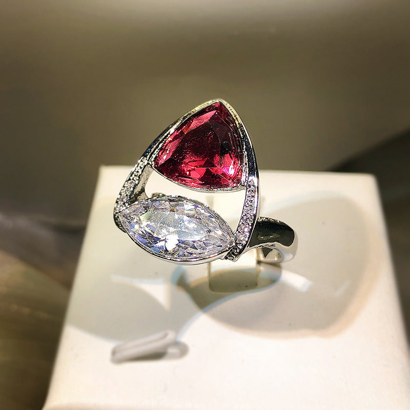 Casual Ornament Creative Fashion Red Zircon Rings