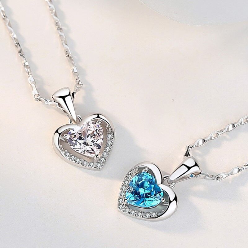 Damen-Diamant-Ozean-Herz-modische kleine frische Schlüsselbein-Halsketten