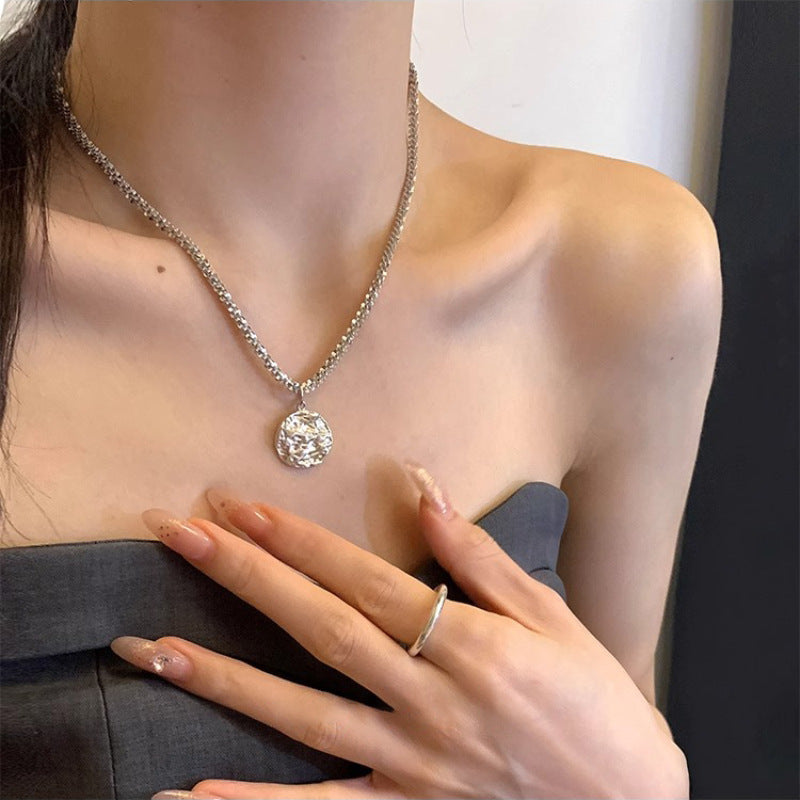 Feuille d'étain de luxe pour femmes, ronde et brillante, pour colliers à la mode