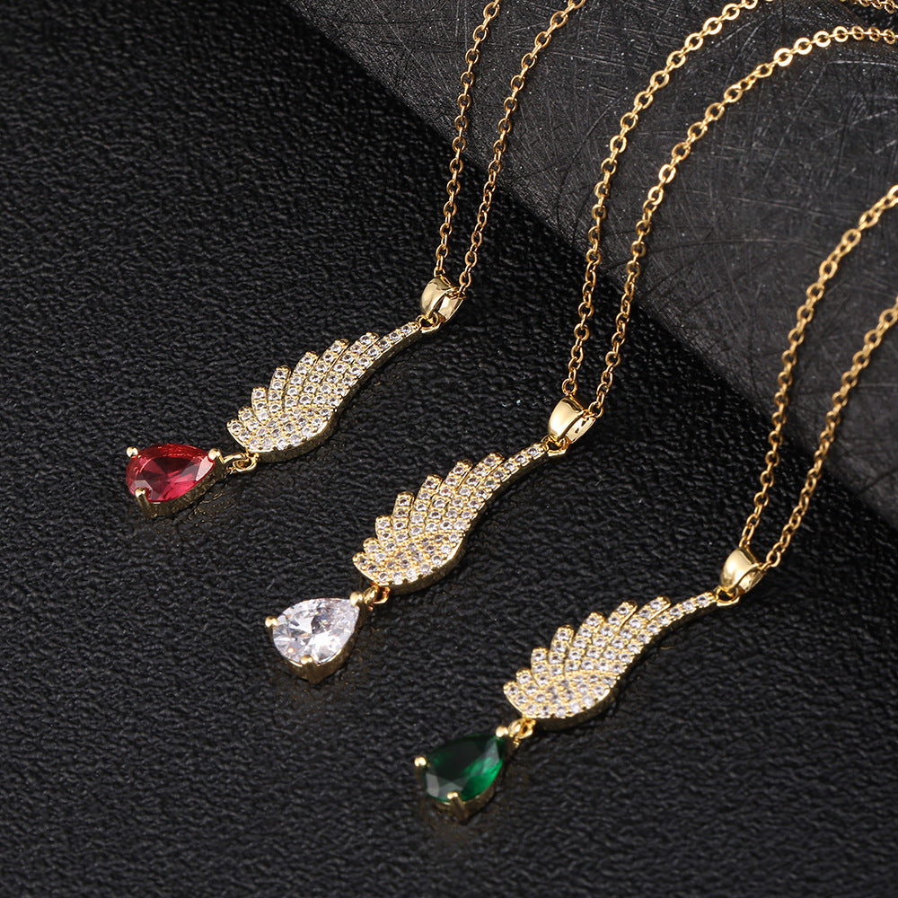 Copper Zircon Electroplated Real Gold Design Cold Wind Necklaces