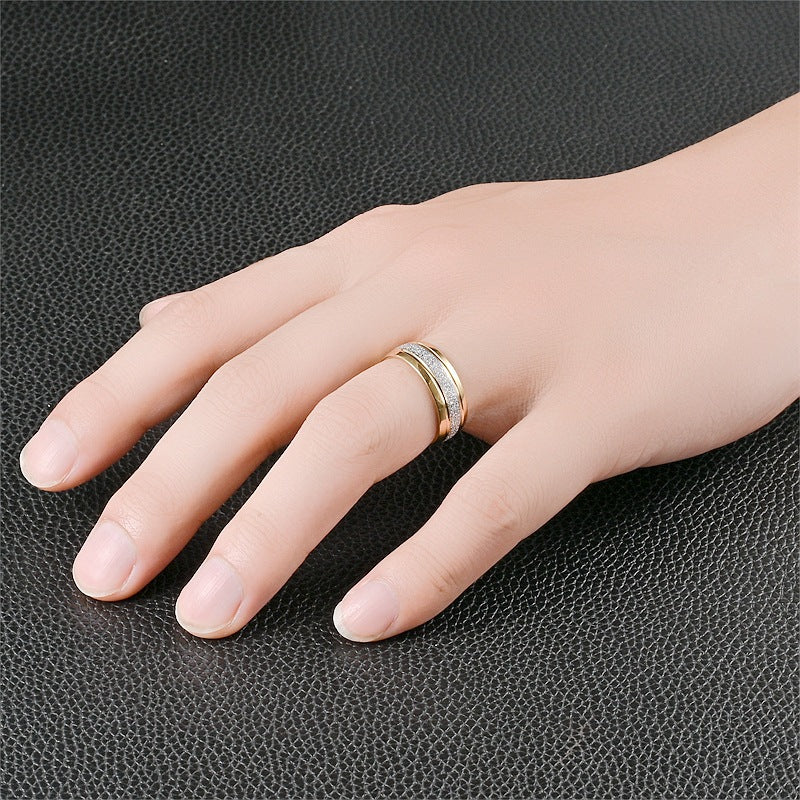 Men's Titanium Steel Fashion Simple Frosted Two-color Rings
