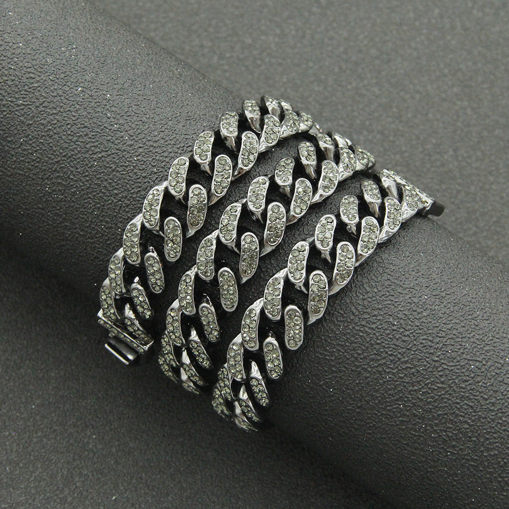 Colliers de chaîne à maillons cubains pleins de diamants Hip Hop pour hommes